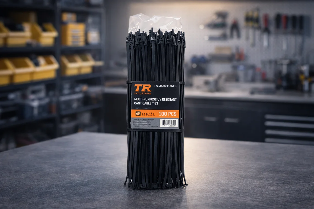 TR Industrial Multi-Purpose UV Resistant Black Cable Ties, 12 inches, 100 Pack