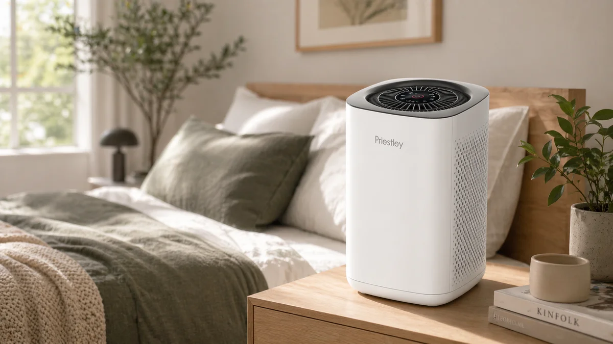 Priestley Air Purifier for Bedroom, Home, Dorm Up to 1100Ft², Smart WiFi Air Purifiers, 3-in-1 Air Filter with HEPA Sleep Mode, Remove Dust