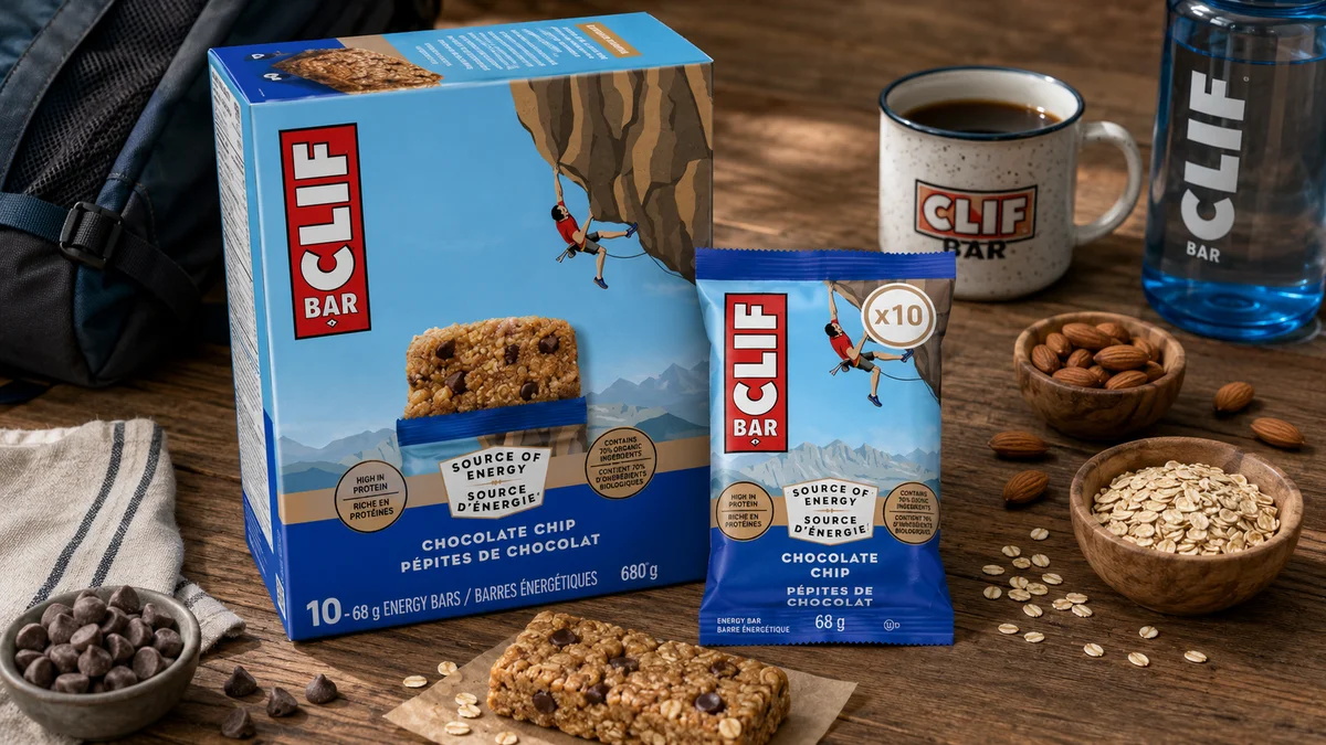 CLIF BAR Energy Bars, Chocolate Chip, Granola Bar, High in Protein, Contains 70% Organic Ingredients, 680 g (Pack of 10)