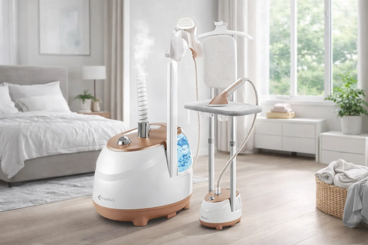 HAPAIS Garment Steamer for Clothes,Steamers with Adjustable Double Pole Stand,Vertical & Horizontal Ironing,1800W Standing Clothes Steamer w