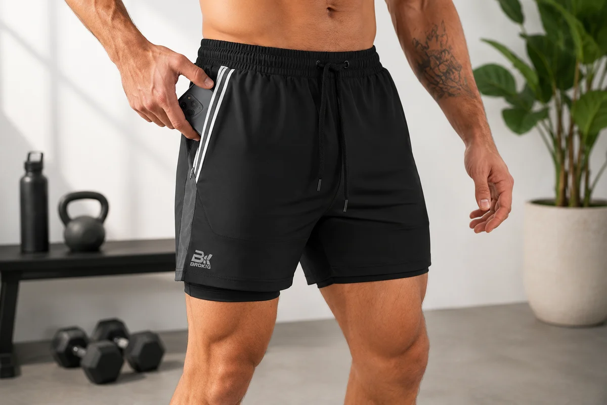 BROKIG Mens DriArmor Gym Shorts,5" Lightweight Running Workout Athletic Tennis Short for Men with Zip Pocket