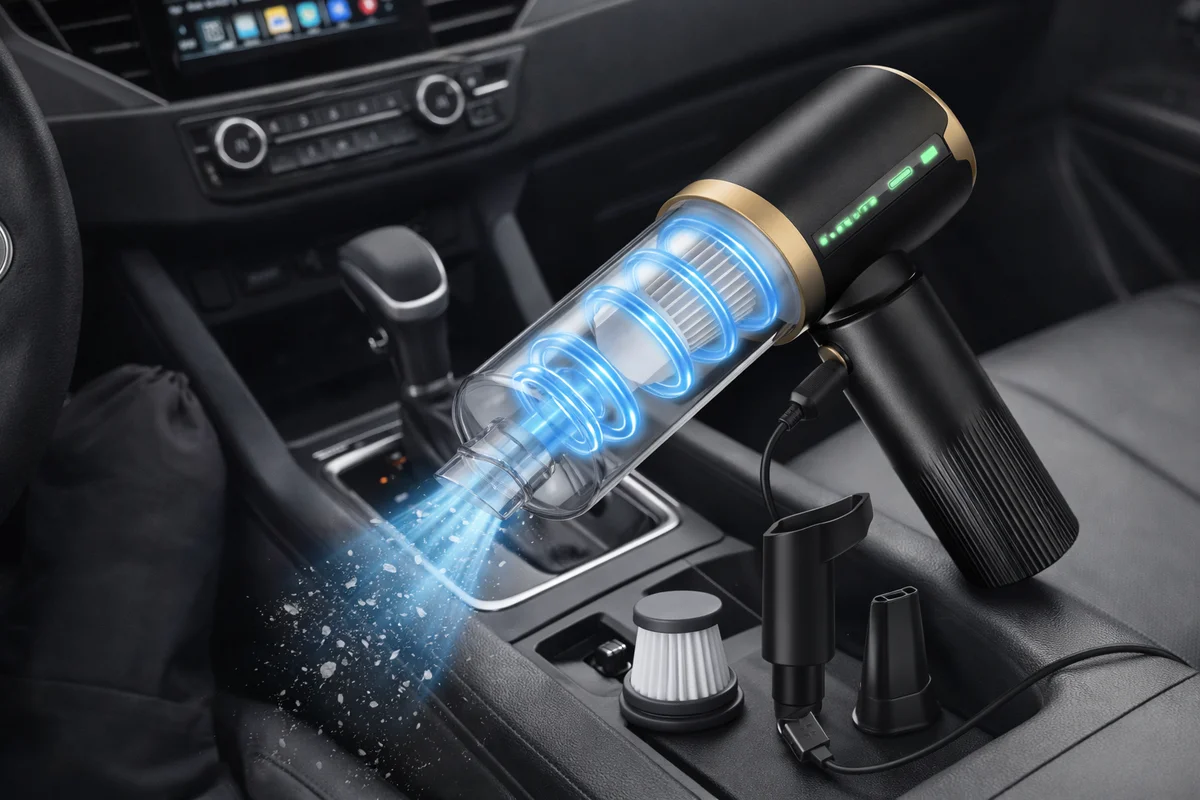 Cordless Car Vacuum Cleaner: Handheld Vacuum with 16000Pa Strong Suction, Brushless Motor & HEPA Filter, 7-in-1 Cleaning Kit, Type-C Chargin